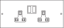 Metalfloor FBP.005 - Standard Twin Switched Socket Outlet - CLEAN EARTH / 13 amp / 1 / 2 & 3 Compartment Floor Boxes