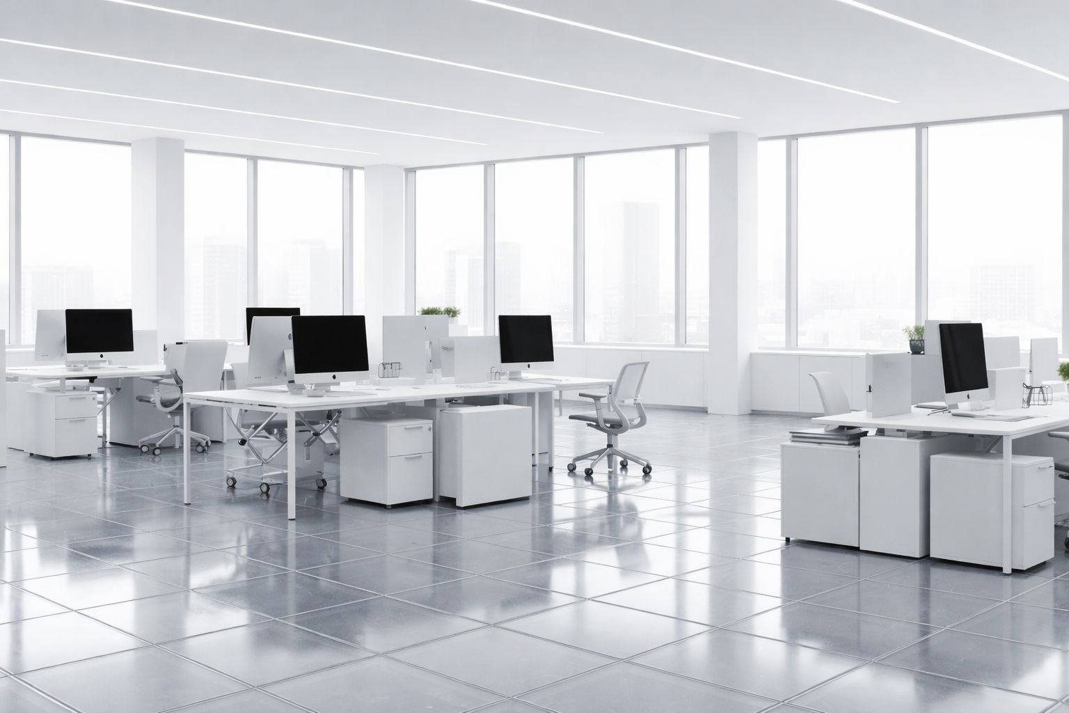 Modern office with access flooring
